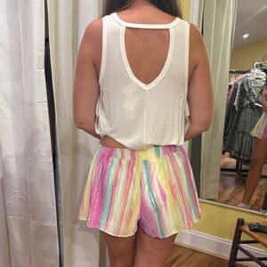 Colorful Striped Women's Athletic Shorts